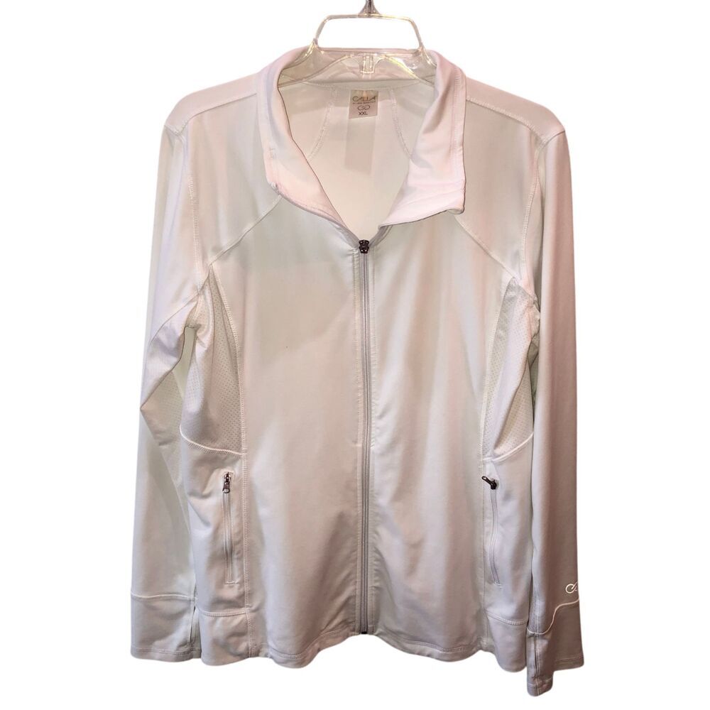 Calia Carrie Underwood Womens XXL White Full Zip Pockets Thumbholes Jacket
